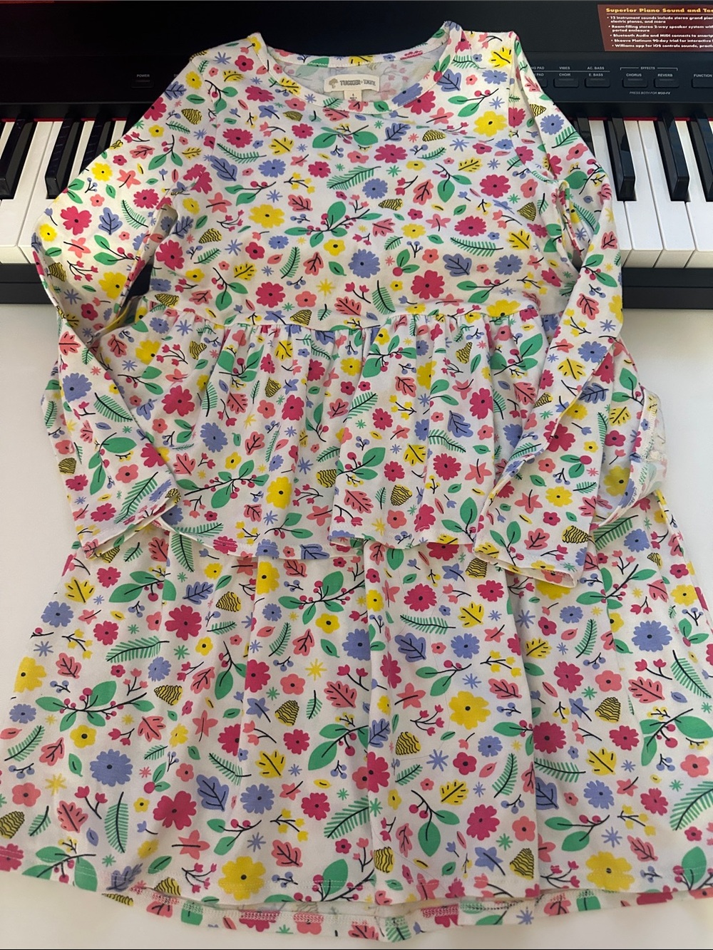 Tucker + Tate White Floral Peplum Long-Sleeve Top - Pink Yellow Purple Green